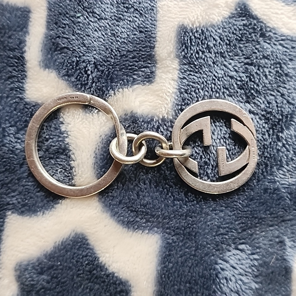 Gucci Sterling Silver Interlocking GG Keychain Bag Charm Accessory
